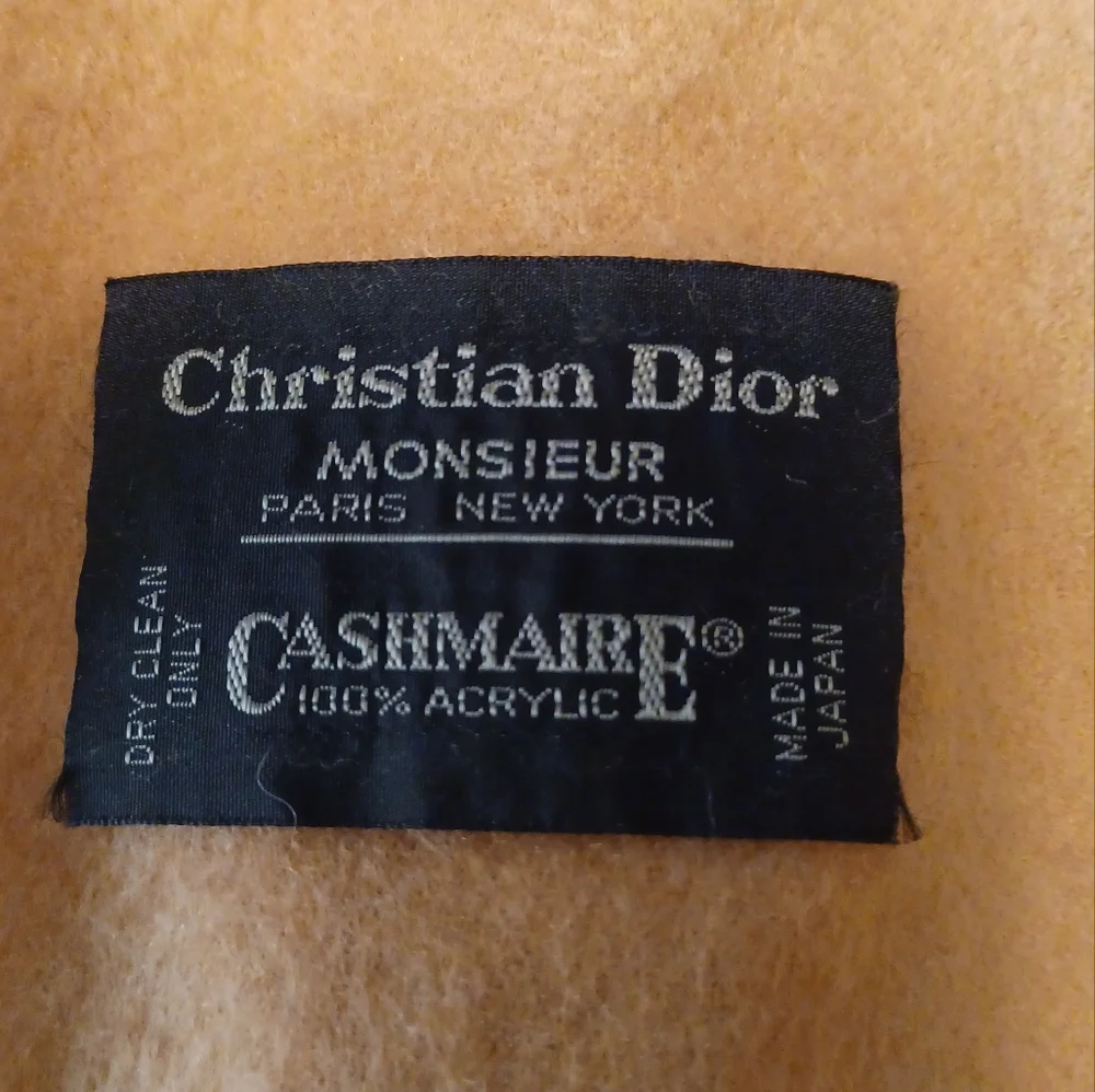 80s/90s Unworn Christian Dior Cashmaire Lightweight Scarf, Tan, Vintage Unisex